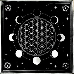 Tarot Altar Cloth Moon Phase Square Top Black Magic Witch Wiccan Pagan 70cm - Picture 1 of 4
