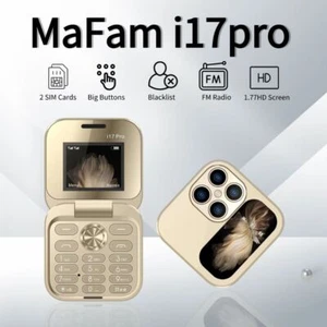 i17 Mini Palm Flip Mobile Phone 2G Dual SIM Standby Speed Dial FM Radio Magic - Afbeelding 1 van 17