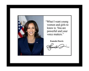 Kamala Harris stampa fotografica firmata 8x10 con Quote vicepresidente democratico 2024 - Foto 1 di 2