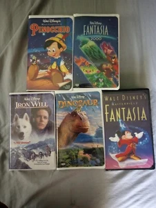 5walt disney vhs movies, Pinocchio, iron will, dinosaur, fantasia, fantasia 2000 - Picture 1 of 6