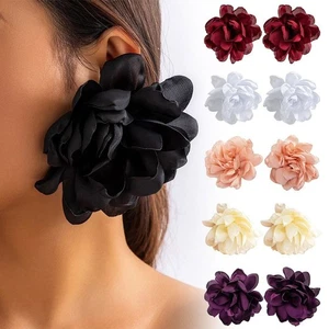 Fashion Exaggerated Earrings Fabric Ear Jewelry Floral Eardrop Women Girls - Picture 1 of 18