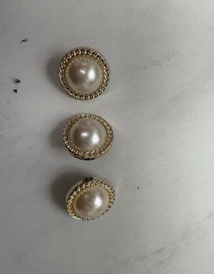 Pearl And Gold Buttons Set Of 3 - Image 1 of 3