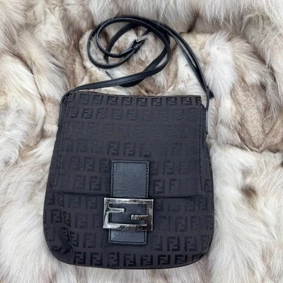FENDI Shoulder Bag Mamma Zucca  Zucchino Crossbody Bag Black USED Auth #137 - Image 1 of 4