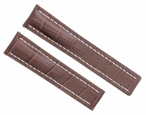 24/20MM LEATHER WATCH BAND STRAP DEPLOYMENT FOR BREITLING NAVITIMER COLT L/BROWN - Picture 1 of 6