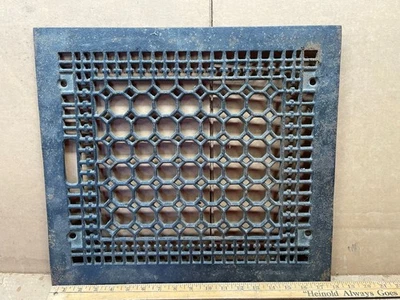 Antigua rejilla de piso de hierro fundido ornamentada aire frío retorno ventilación salvamento 18" x 16" Foto 1 de 4