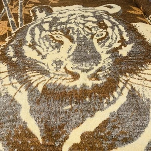 Vintage IBENA Tiger Blanket Reversible Throw Turkey Animal 73"x62" - Picture 1 of 9
