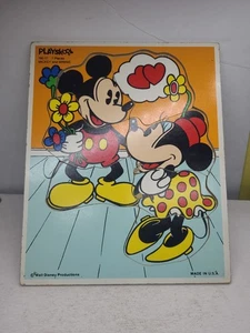 Vintage Playskool Wooden Puzzle 190-17 Walt Disney Mickey and Minnie 7 Pieces - Picture 1 of 11