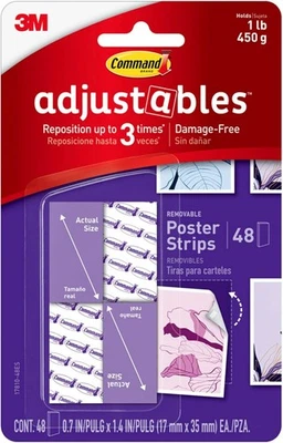 Tiras de póster ajustables Command, Value Pack, reposicionables, 48 0, blancas  Foto 1 de 4