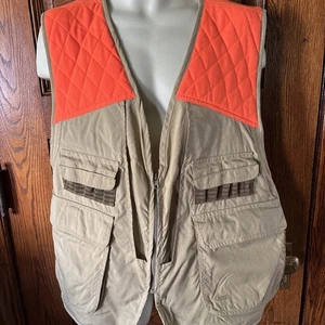 ORVIS Blaze Orange Brown Upland Game Bird Pheasant Pouch Hunting VEST, Mens XXL - Picture 1 of 12