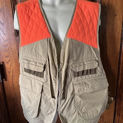 ORVIS Blaze Orange Brown Upland Game Bird Pheasant Pouch Hunting VEST, Mens XXL - Image 1 of 4