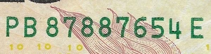 {PARTIAL LADDER} $10 Dollar Bill Fancy Serial Number- 'PB 87887654 E' - Picture 1 of 7