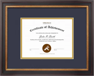 11x14 Dokumentenrahmen für 7x9 Fotos Diplom Schwarz Gold Burgund - Bild 1 von 15