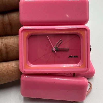 Nixon Vega Watch Women Pink Rectangle Dial Stretched Out Band New Battery - Image 1 of 4