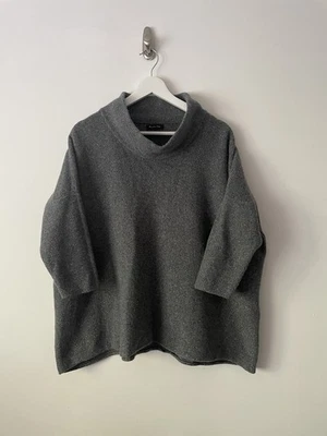 Massimo Dutti Sparkly Grey Chunky Knit Boxy Oversized Funnel Neck Jumper Size S - Image 1 of 4
