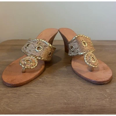 Sandalias de cuña vintage Jack Rogers de corcho dorado - talla 8 estilo resort verano Foto 1 de 4