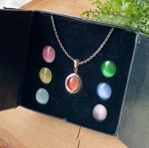 Personal Accents Interchangeable Silver Color Cabochon Cage Pendant Necklace Box - Picture 1 of 4