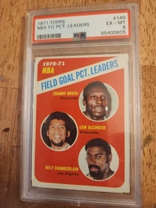 1971 Topps Basketball Card - #140 NBA FG Leaders Wilt & Alcindor, PSA 6 EXMT - Picture 1 of 2