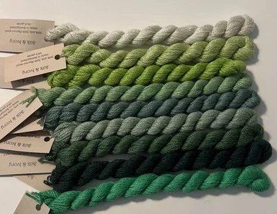 9 Skeins Needlept/Embroidery THREAD BROWN PAPER PACKAGES Silk & Ivory silk/wool - Image 1 of 2