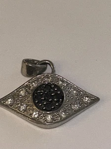 Evil Eye Sterling Silver Black Zircon Pendant - Picture 1 of 3