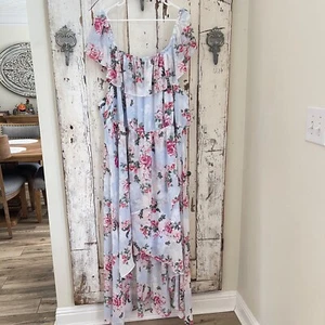 Torrid Size 6 ( 3X or 30 ) Womans Blue Pink White Green Ruffle High Low Dress - Picture 1 of 8