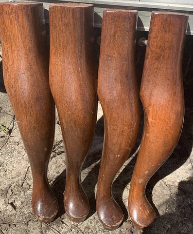 4 Vtg Salvage Wood Furniture Table Legs Queen Anne Cherry 15.5” Tall Crafter Cover