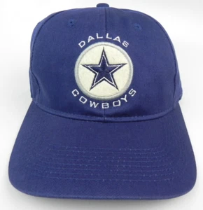 DALLAS COWBOYS NFL VTG SPIEL TAG MARINEBLAU FILZ OVAL VERSTELLBARE RIEMENRÜCKENMÜTZE KAPPE NEU! - Bild 1 von 8