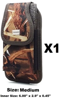 Medium Leaf Camouflage Rugged Nylon Vertical Pouch Metal Clip&Belt Loop Holster - Image 1 of 2