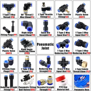 Pneumatic Push In Fitting Air Water Pipe Connectors Hydraulic Push Fit 4/6~16 mm - Picture 1 of 254
