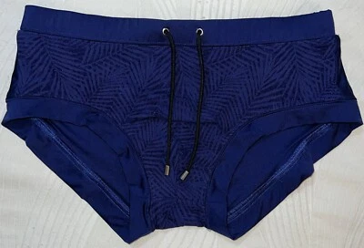 MUESTRA Baúl de Natación Mr Turk 32 Nuevo sin Etiquetas Hoja en Relieve Azul Natación Mediano M Foto 1 de 4