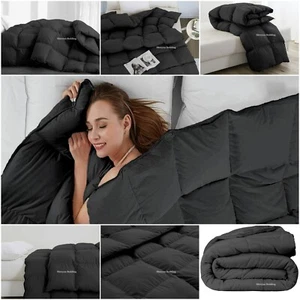 Edredón alternativo de plumón de ganso 1000TC + juego de sábanas tamaño king gris liso - Imagen 1 de 17