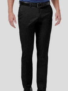 $70 Haggar Men's Slim-Fit Black Flat Front Stretch Trousers Dress Pants 29W 30L - Picture 1 of 2