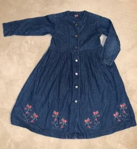 VESTIDO BORDADO DE MEZCLILLA MADRE E NIÑO LAURA ASHLEY TALLA 6 ~ ROPA ~ EUC - Imagen 1 de 5