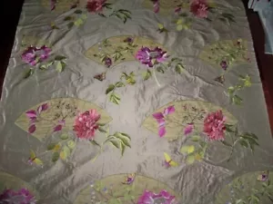 LEE JOFA CHINOISERIE ORIENTAL FANS CHINESE PEONY EMBROIDERED SILK FABRIC 10 YARD - Picture 1 of 10