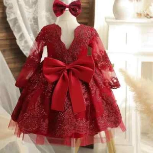 Baby Girls Princess Party Dress Birthday Evening Gown Kids Formal Lace Dress - Picture 1 of 32