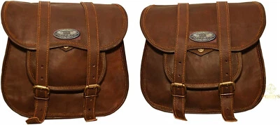 Motorcycle Side Pouch Kit Leather Side 2 Bags Pouch 2 Saddlebags Panniers Saddle - Image 1 of 4