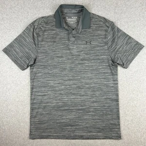 Under Armour The Performance Polo Shirt Men's Sz M Grey Stripe Golf Short Sleeve - Picture 1 of 7