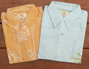 Seide Blumen Button Down Hemden Kurzarm Herren 2 Stück Blumen Hawaii Camp NW - Bild 1 von 12