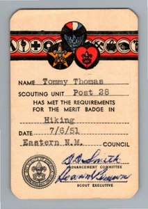 Original 50s Hiking Merit Badge Card Boy Scouts of America New Mexico - Picture 1 of 2