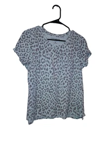Lucky Brand T-Shirt Oberteil Damen Medium Ivory Kurzarm Animal Leopardenmuster - Bild 1 von 3