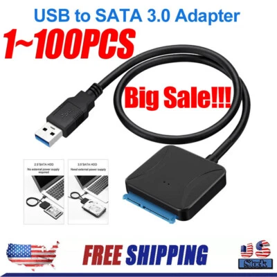 USB 3.0 to SATA External Hard Drive Reader 2.5" 3.5" HDD SSD Power adapter LOT - Image 1 of 4