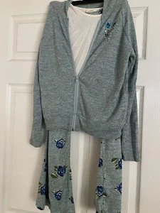 NWT Girl S 3 Piece Jogger Outfit Sz Large Mint Green Color .Zipper /Hoodie Cute - Picture 1 of 9