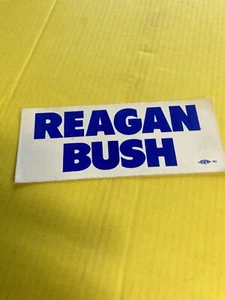 "REAGAN BUSH" Bumper Sticker WHITE W/ BLUE LETTERS 7 1/2" X 3" - Picture 1 of 2