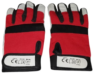 Leather Working Gloves Work Gardening Gloves Thorn Proof Garden Heavy Duty, Red - Picture 1 of 9