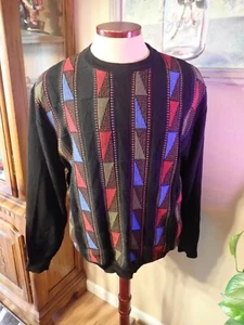 VTG Montechiaro Italy Size XL 3D Knit Coogi Biggie Style Sweater 48%Wool/Acrylic - Picture 1 of 6