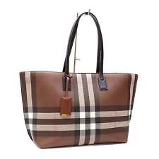 BURBERRY Tote Bag Medium Check Women's Dark Birch Brown PVC Leather 80696591 Sho