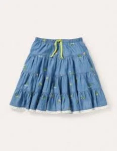 Mini Boden Tiered Woven Embroidered Twirly Skirt, Size 5/6 - Picture 1 of 5