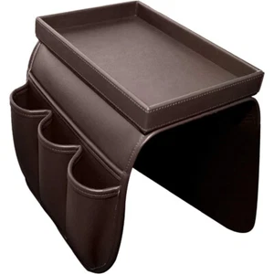 Couch Remote Caddy Control Holder Sofa Organizer with Detachable Wooden Snack - Picture 1 of 5