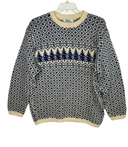 Vtg Mens XL Wool Heavy Knit Nordic Fair Isle Ski Sweater Newfoundland Canada - Picture 1 of 9
