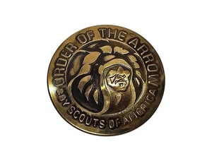 Fibbia per cintura vintage Order of the Arrow Boy Scouts of America BSA diametro 2,75" - Foto 1 di 5
