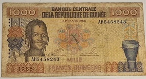 1985 Guinea 1000 Francs Banknote Bill Note Currency Circulated - Picture 1 of 4